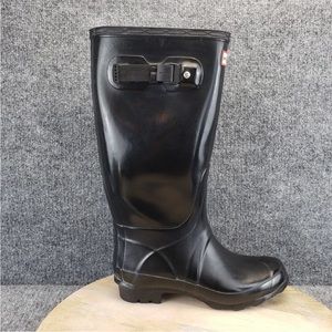 Hunter Huntress Gloss Womens Size 7 Black Tall Rubber Waterproof Rain Boots